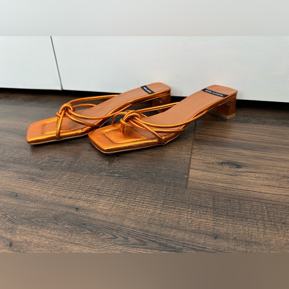 Anthropologie Angel Alarcon Strappy Heels Orange Metallic Size 41